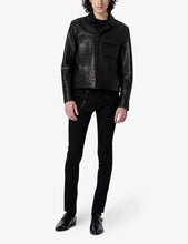 Load image into Gallery viewer, Men’s Black Leather Trucker Jacket