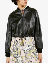 Load image into Gallery viewer, Women’s Black Leather Bomber Jacket