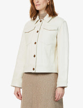 Load image into Gallery viewer, Women’s White Leather Trucker Jacket