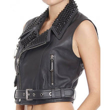 Load image into Gallery viewer, black leather vest womens