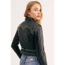 Load image into Gallery viewer, Women’s Black Leather Biker Punk Jacket