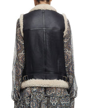 Load image into Gallery viewer, Women’s Black Leather Shearling Vest