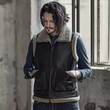 Load image into Gallery viewer, Men’s Dark Brown Leather Shearling Vest