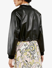 Load image into Gallery viewer, Women’s Black Leather Bomber Jacket