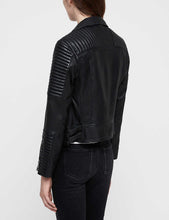 Load image into Gallery viewer, Women’s Black Leather Biker Jacket