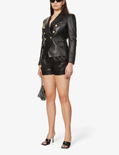 Load image into Gallery viewer, Women’s Black Leather Blazer Golden Button