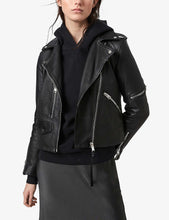 Load image into Gallery viewer, Women’s Black Leather Biker Jacket