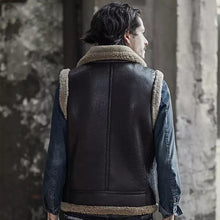 Load image into Gallery viewer, Men’s Dark Brown Leather Shearling Vest
