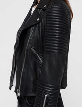 Load image into Gallery viewer, Women’s Black Leather Biker Jacket