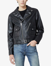 Load image into Gallery viewer, Black Leather Biker Jacket