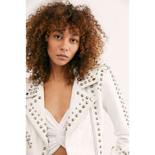 Load image into Gallery viewer, Women’s White Leather Biker Punk Jacket