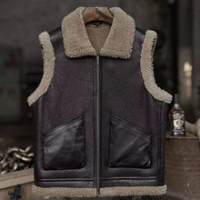 Load image into Gallery viewer, Men’s Dark Brown Leather Shearling Vest