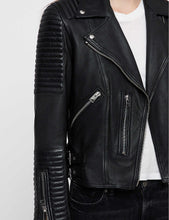 Load image into Gallery viewer, Women’s Black Leather Biker Jacket