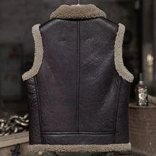 Load image into Gallery viewer, Men’s Dark Brown Leather Shearling Vest