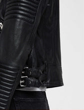 Load image into Gallery viewer, Women’s Black Leather Biker Jacket