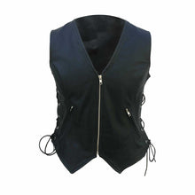 Load image into Gallery viewer, Women’s Black Leather Biker Vest