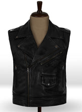 Load image into Gallery viewer, Men’s Black Leather Biker Vest
