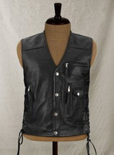 Load image into Gallery viewer, Men’s Black Leather Biker Vest