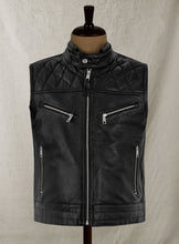 Load image into Gallery viewer, Men’s Black Leather Biker Vest
