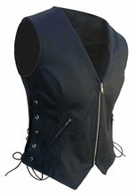 Load image into Gallery viewer, Women’s Black Leather Biker Vest