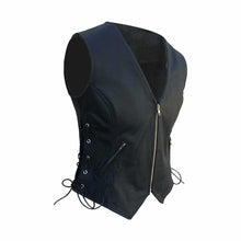 Load image into Gallery viewer, Women’s Black Leather Biker Vest
