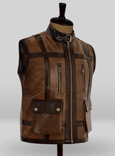 Load image into Gallery viewer, Men’s Camel Brown Leather Biker Vest