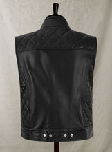 Load image into Gallery viewer, leather biker vest with gun pockets