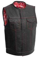Load image into Gallery viewer, Men’s Black Leather Biker Vest