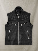 Load image into Gallery viewer, Black Leather Vintage Vests for Men for sale