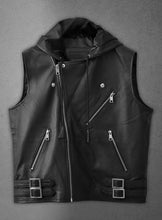 Load image into Gallery viewer, Mens Motorcycle Biker Black Leather Vest