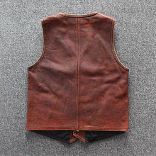 Load image into Gallery viewer, Men's Distressed Chocolate Brown Leather Vest