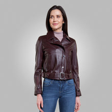 Load image into Gallery viewer, Women’s Buttoned Up Dark Chocolate Brown Leather Jacket