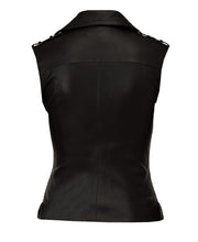Load image into Gallery viewer, Women’s Black Leather Biker Vest