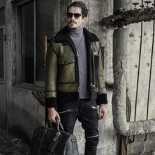Load image into Gallery viewer, Men's Green RAF Flying Pilot Sheepskin Shearling Leather Jacket