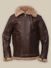 Load image into Gallery viewer, Brown Sheepskin Bomber Jacket for Men
