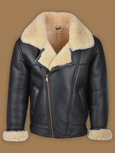 Load image into Gallery viewer, Black B3 Shearling Jacket