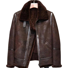 Load image into Gallery viewer, B3 Brown Sheepskin Aviator Coat