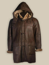 Load image into Gallery viewer, Brown Shearling Bomber Hoodie Coat
