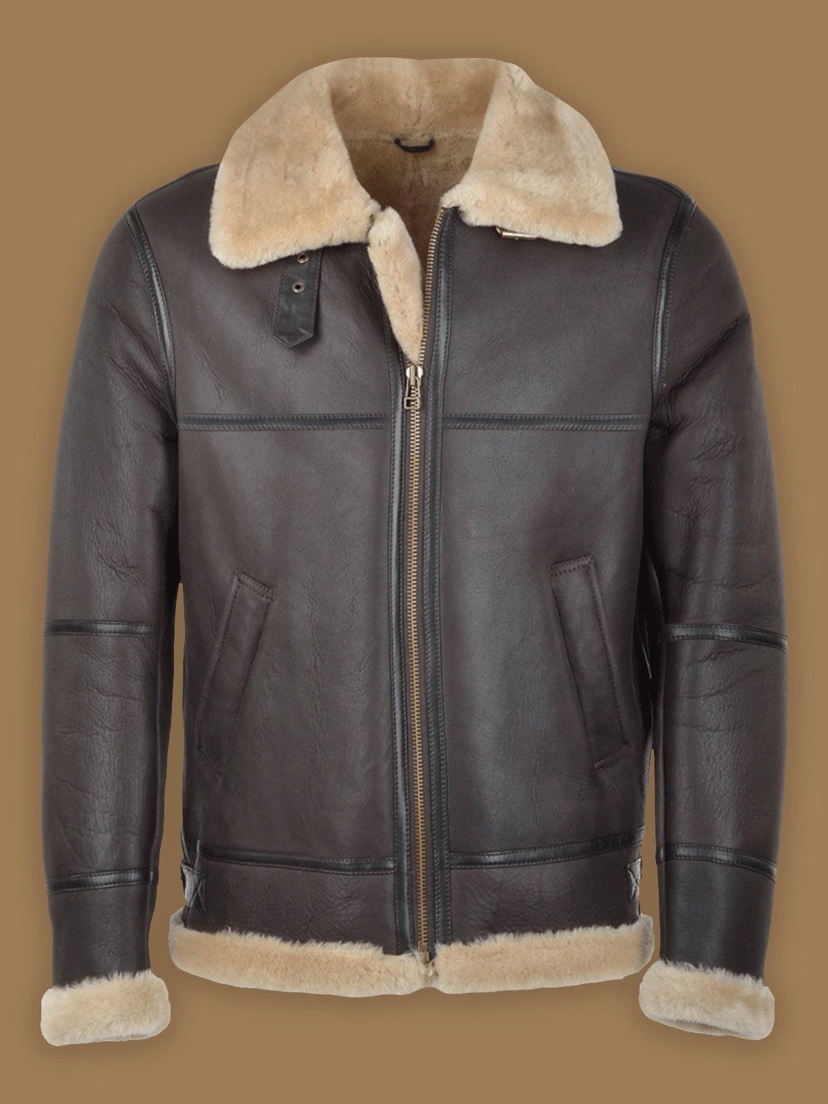 Men Dark Brown RAF Shearling Jacket main image 1
