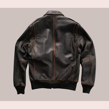 Load image into Gallery viewer, Men Distressed Brown Aviator A2 Military Pilot Leather Bomber Jacket