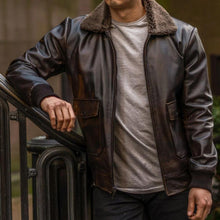 Load image into Gallery viewer, Men G-1 Flight Iconic Brown Leather Bomber Jacket