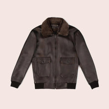 Load image into Gallery viewer, Classic Men's Brown Leather G-1 Flight Bomber Jacket