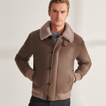 Load image into Gallery viewer, Men's Shearling Sheepskin Bomber Jacket