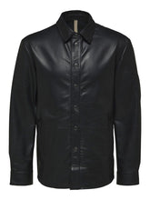 Load image into Gallery viewer, Men's Black Leather Full Sleeves Shirt