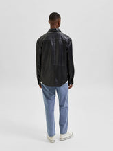 Load image into Gallery viewer, Men's Black Leather Full Sleeves Shirt