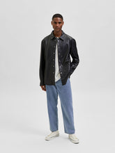 Load image into Gallery viewer, Men's Black Leather Full Sleeves Shirt