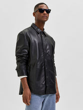Load image into Gallery viewer, Men's Black Leather Full Sleeves Shirt