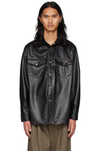Load image into Gallery viewer, Men's Black Leather Full Sleeves Oversized Shirt