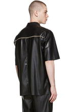 Load image into Gallery viewer, Men’s Black Leather Half Sleeves Shirt Lace Pocket