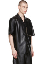 Load image into Gallery viewer, Men’s Black Leather Half Sleeves Shirt Lace Pocket